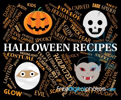 Halloween Recipes Represents Trick Or Treat Cookery Stock Image