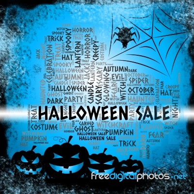 Halloween Sale Means Offer Reductions And Promotion Stock Image