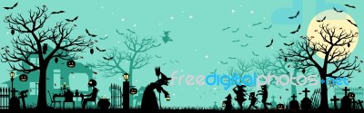 Halloween Silhouette Background Stock Image