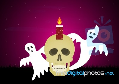 Halloween Skull Candle Ghost  Stock Image