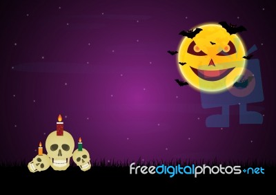 Halloween Skull Moon  Stock Image