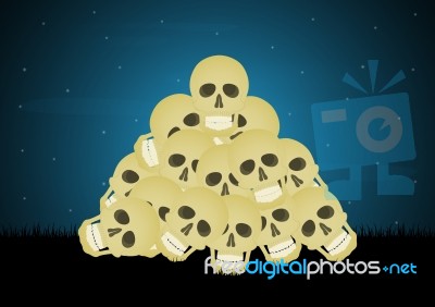 Halloween Skull Pile  Stock Image