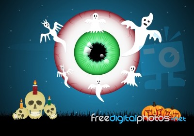 Halloween Skull Pumpkin Ghost Eye  Stock Image