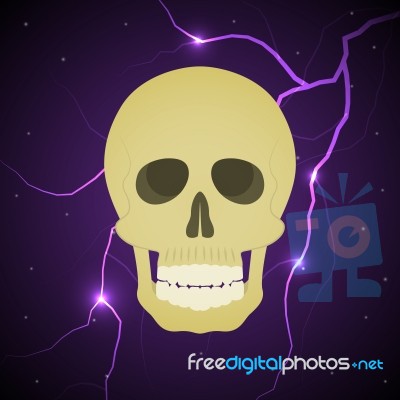 Halloween Skull Thunderbolt Lightning Background Stock Image