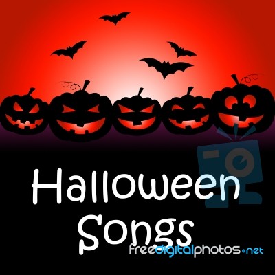 Halloween Songs Indicates Trick Or Treat And Autumn Stock Image