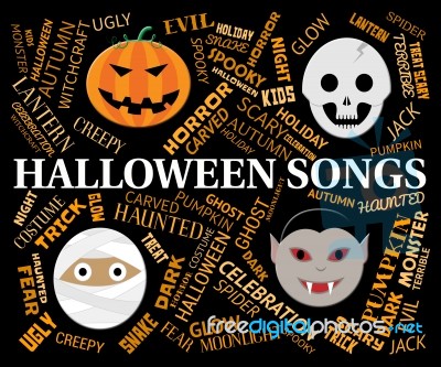 Halloween Songs Represents Trick Or Treat And Autumn Stock Image