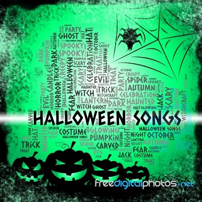 Halloween Songs Shows Trick Or Treat And Acoustic Stock Image