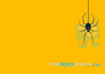 Halloween Spider Hanging Web Background Stock Image