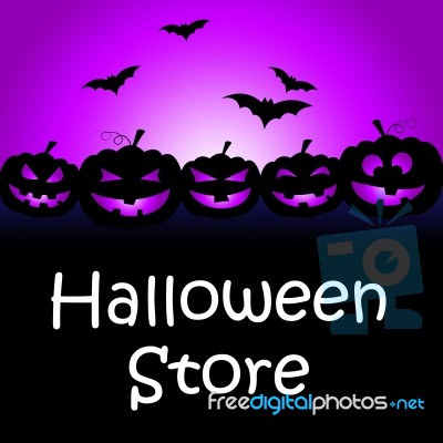 Halloween Store Shows Buy It And Celebration Stock Image