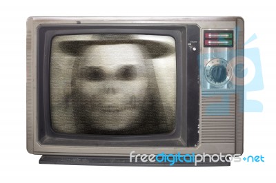 Halloween Television Channel On Retro Television Stock Photo