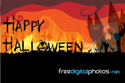 Halloween Text With Pumpkin Stock Image