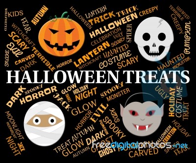 Halloween Treats Indicates Luxuries Goodies And Horror Stock Image