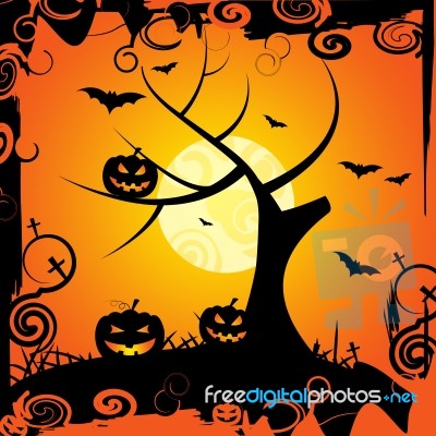 Halloween Tree Means Trick Or Treat And Celebration Stock Image