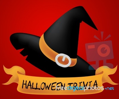 Halloween Trivia Indicates Trick Or Treat Horror Stock Image