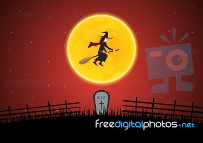 Halloween Witch Moon  Stock Image