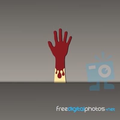 Halloween Zombie Hand Metal Plate  Stock Image