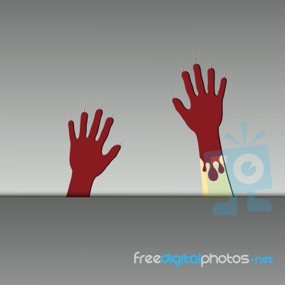 Halloween Zombie Hand Metal Plate  Stock Image