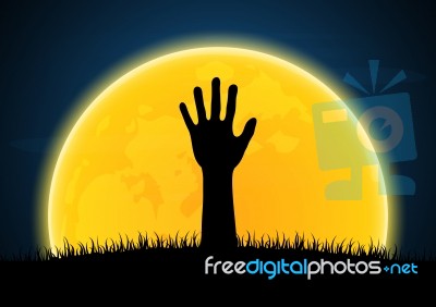 Halloween Zombie Hand Moon  Stock Image