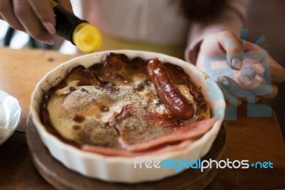 Ham And Egg Toast Breakfast Stock Photo