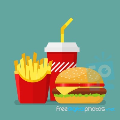 Hamburger French Fries And Soda Stock Image