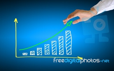 Hand And Business Graph Stock Photo