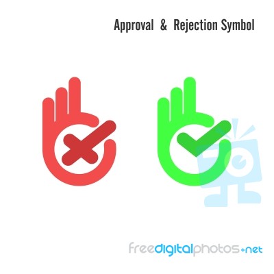 Hand And Check Mark Icon.wrong And Right Check Mark Icons Stock Image