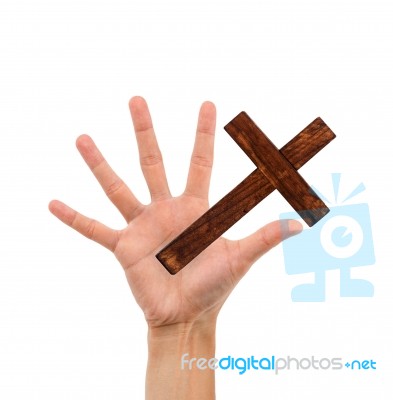 Hand And Cross Stock Photo