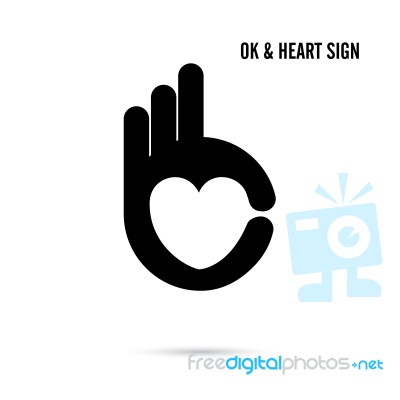 Hand And Heart Shape Abstract Logo Design Stock Image