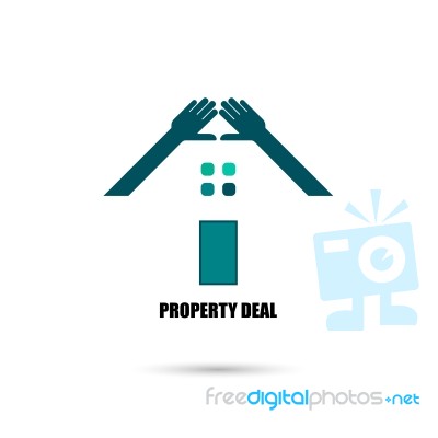 Hand And Real Estate Icons Stock Image