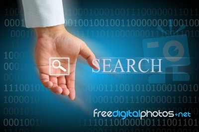 Hand Clicking Internet Search Page Stock Image