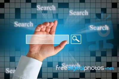 Hand Clicking Internet Search Page Stock Image