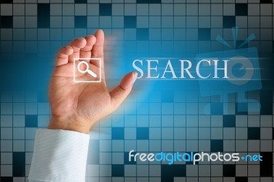 Hand Clicking Internet Search Page Stock Image