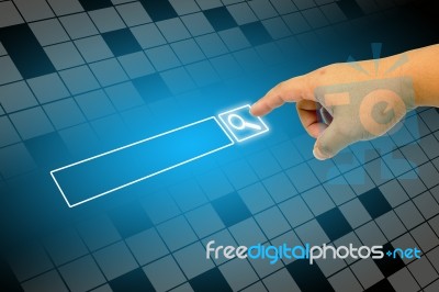 Hand Clicking Internet Search Page Stock Image