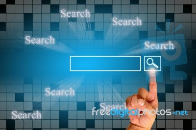 Hand Clicking Internet Search Page Stock Image