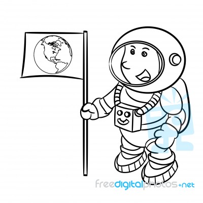 Hand Drawing An Astronaut - Illustration Stock Image