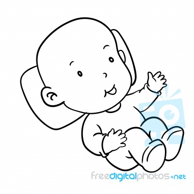 Hand Drawing Baby Smiling- Illustration Stock Image