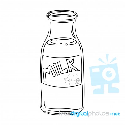 Hand Drawing Bottle Of Milk - Illustration Stock Image