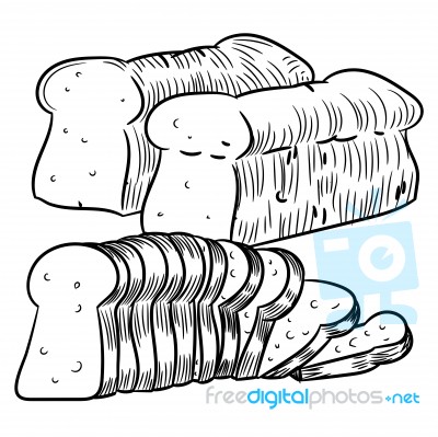 Hand Drawing Breads Doodle- Illustration Stock Image