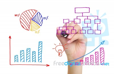 Hand Drawing Business Graph Stock Photo