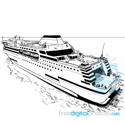 Hand Drawing Ferry- Illustration Stock Image