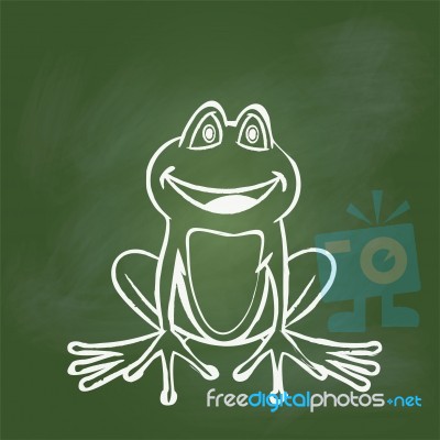 Hand Drawing Frog On Green Board - Illustration Stock Image