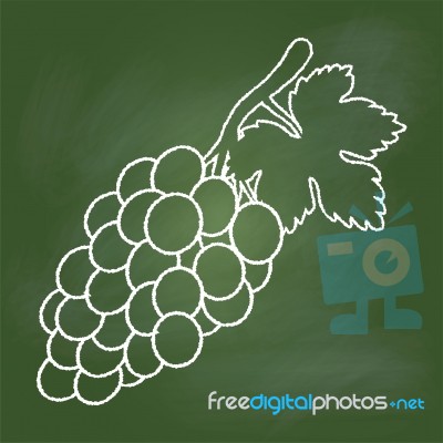 Hand Drawing Grape On Green Board - Illustration Stock Image