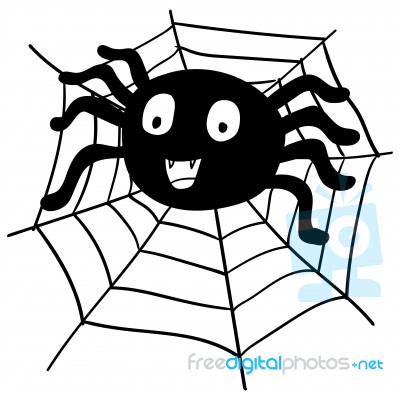 Hand Drawing Halloween Spider Cartoon- Illustration Stock Image