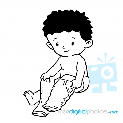 Hand Drawing Of Boy Wearing Pant - Illustration Stock Image