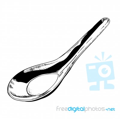 Hand Drawing Of Stainless Spoon - Illustration Stock Image