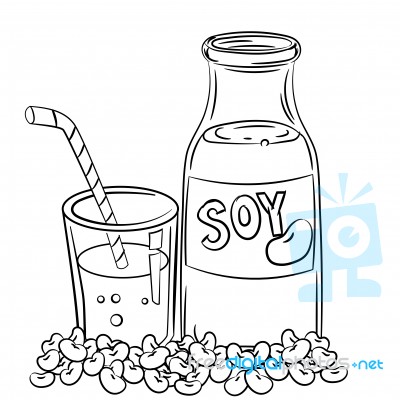 Hand Drawing Soy Milk - Illustration Stock Image