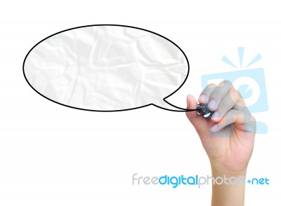 Hand Drawing Speech Bubble Stock Photo