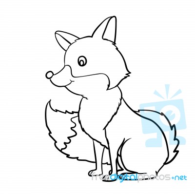 Hand Drawn Fox Cartoon- Illustration Stock Image