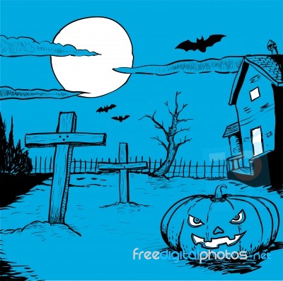 Hand Drawn Halloween -  Illustration Stock Image