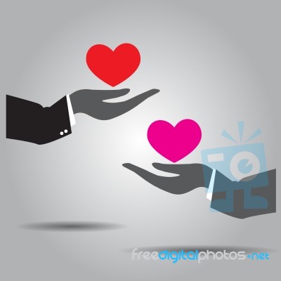 Hand Exchanging  Heart And  Heart  Icon Stock Image